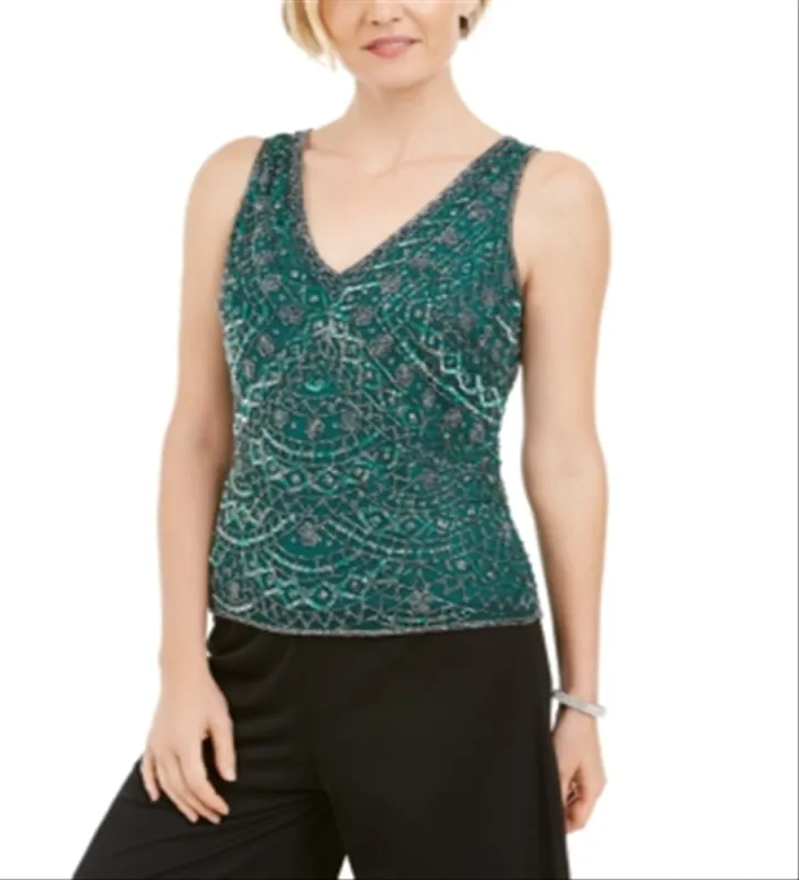 28th & Park Women's Beaded Embroidered Top Green sold by Ruumur