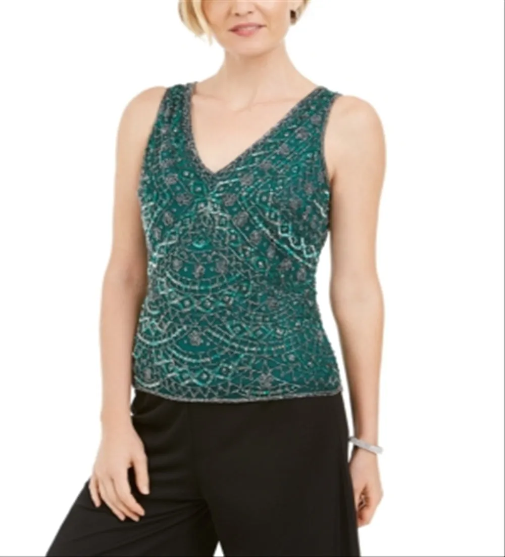 28th & Park Women's Beaded Embroidered Top Green sold by Ruumur