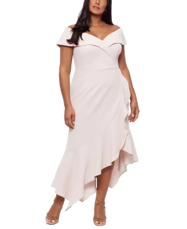 XSCAPE Women's Off The Shoulder Gown Pink Size Petite Small sold by Ruumur