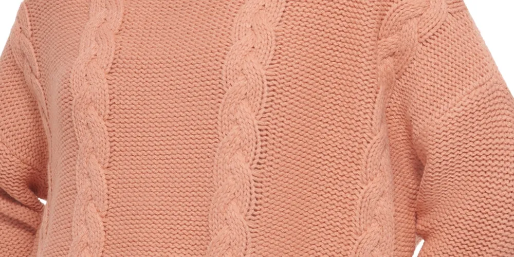 Calvin Klein Women's Cable Knit Long Sleeve Turtleneck Sweater Pink Size Medium sold by Ruumur product image thumbnail 3