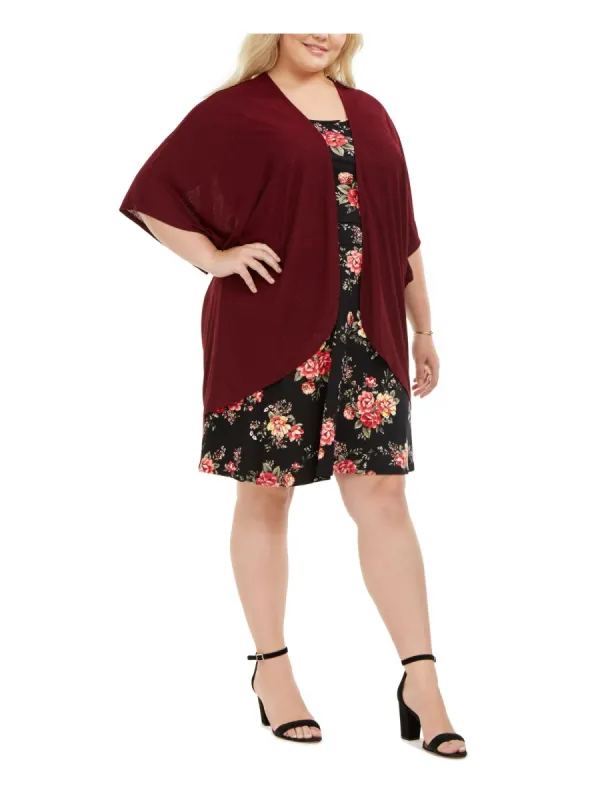 Love Squared Women's Plus Floral Topper Dress with Jacket Black Floral Size 2XL sold by Ruumur