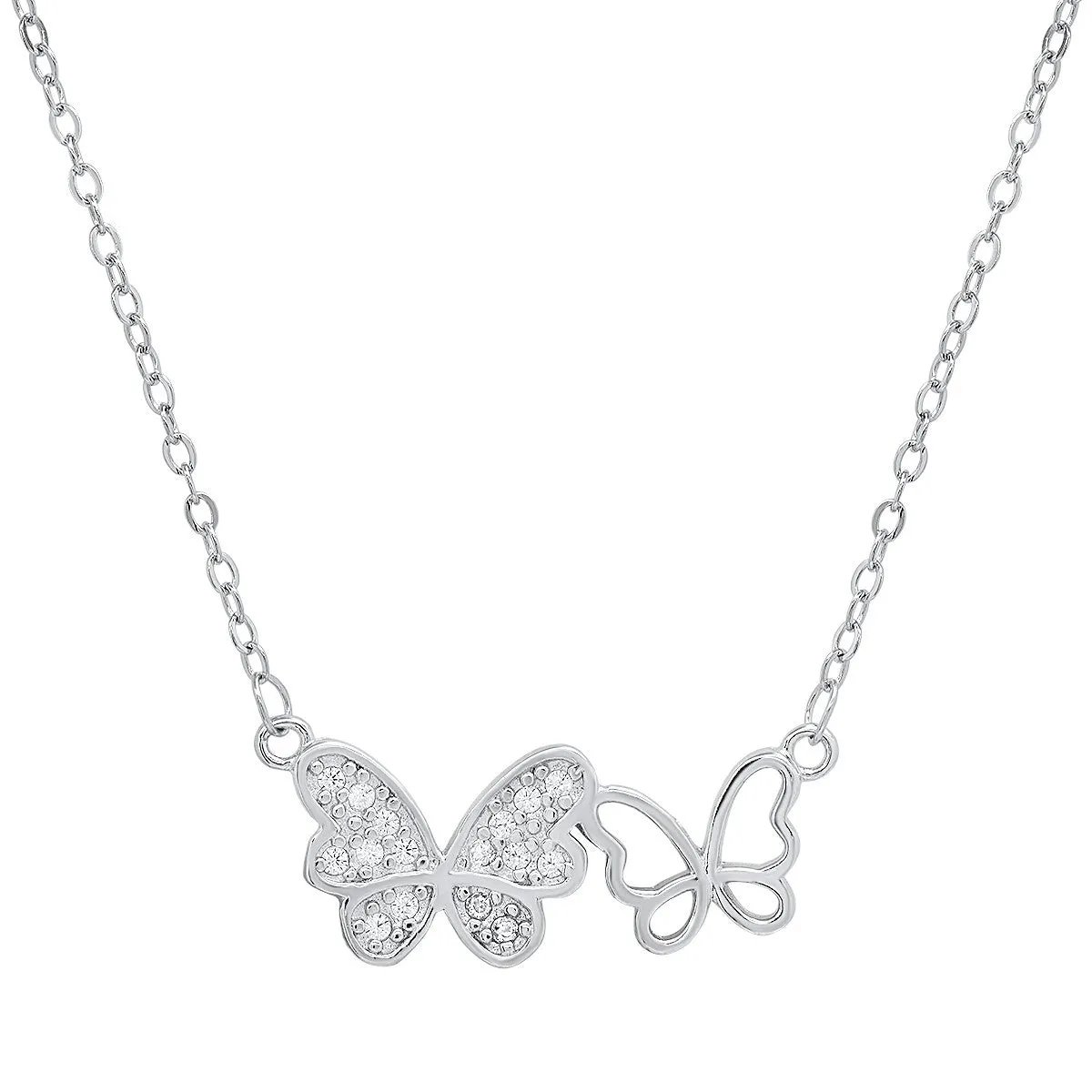 Sterling Silver Butterfly CZ Necklace sold by Ruumur
