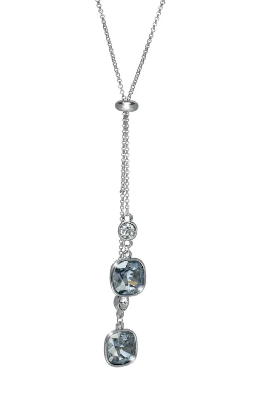 Denim Blue Pillow Swarovski Crystal Lariat Style Necklace sold by Ruumur