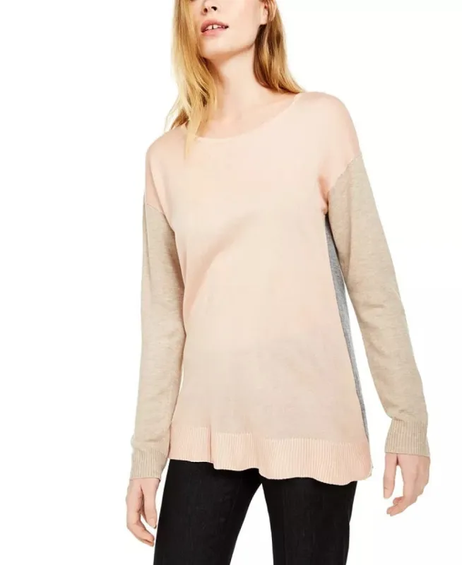 Calvin Klein Women's Crewneck Colorblocked Sweater Pink Size Medium sold by Ruumur