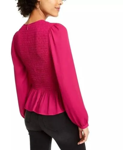 Leyden Women's Smocked Peplum Blouse Pink Size Large sold by Ruumur product image thumbnail 2