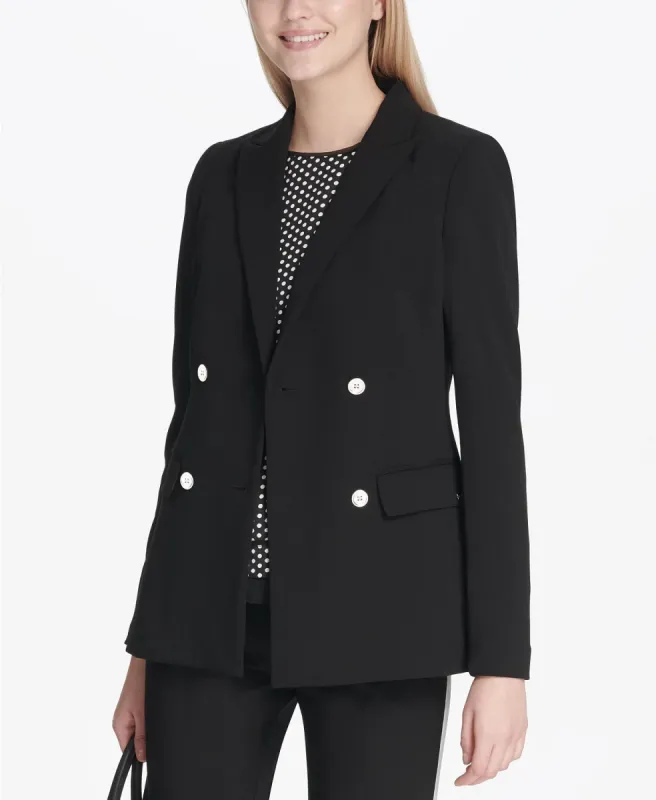 Calvin Klein Women's Scuba Double Breasted Jacket Black Size 2 sold by Ruumur