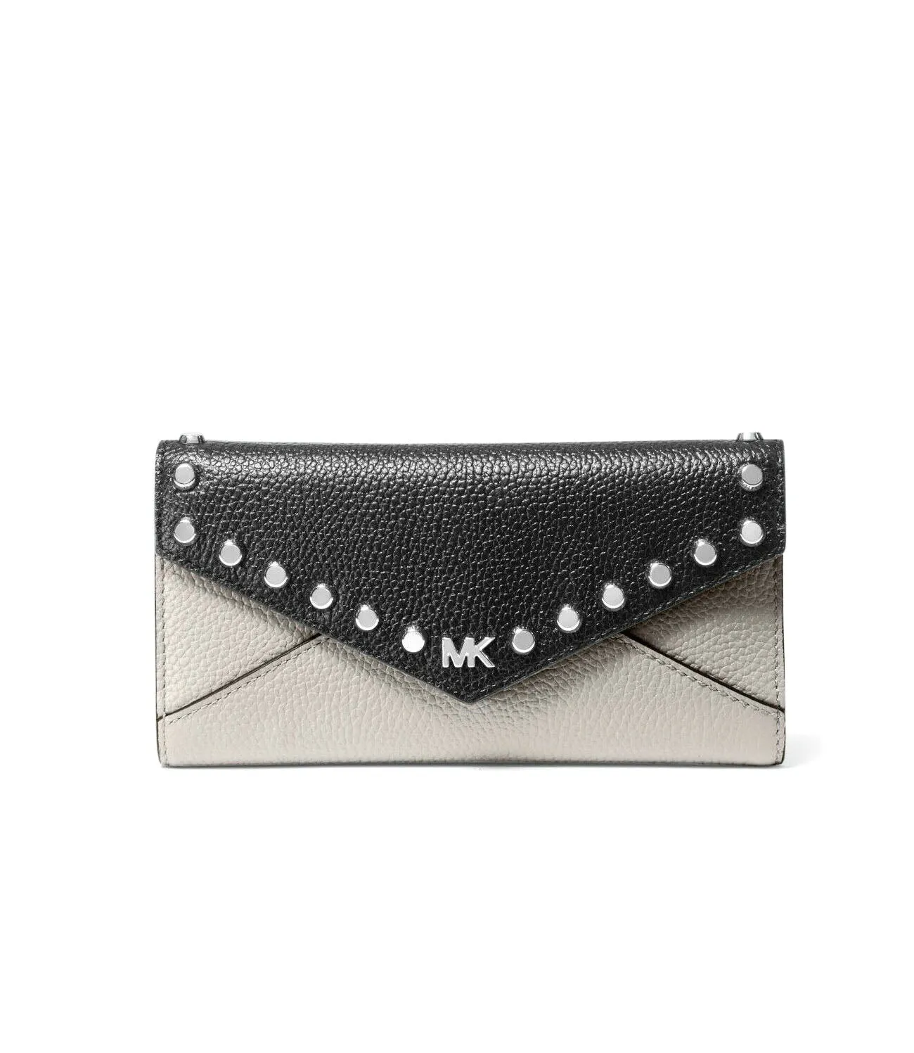 Michael Kors Women's Black & Pearl Grey Mott Large Slim Envelope Trifold sold by Ruumur