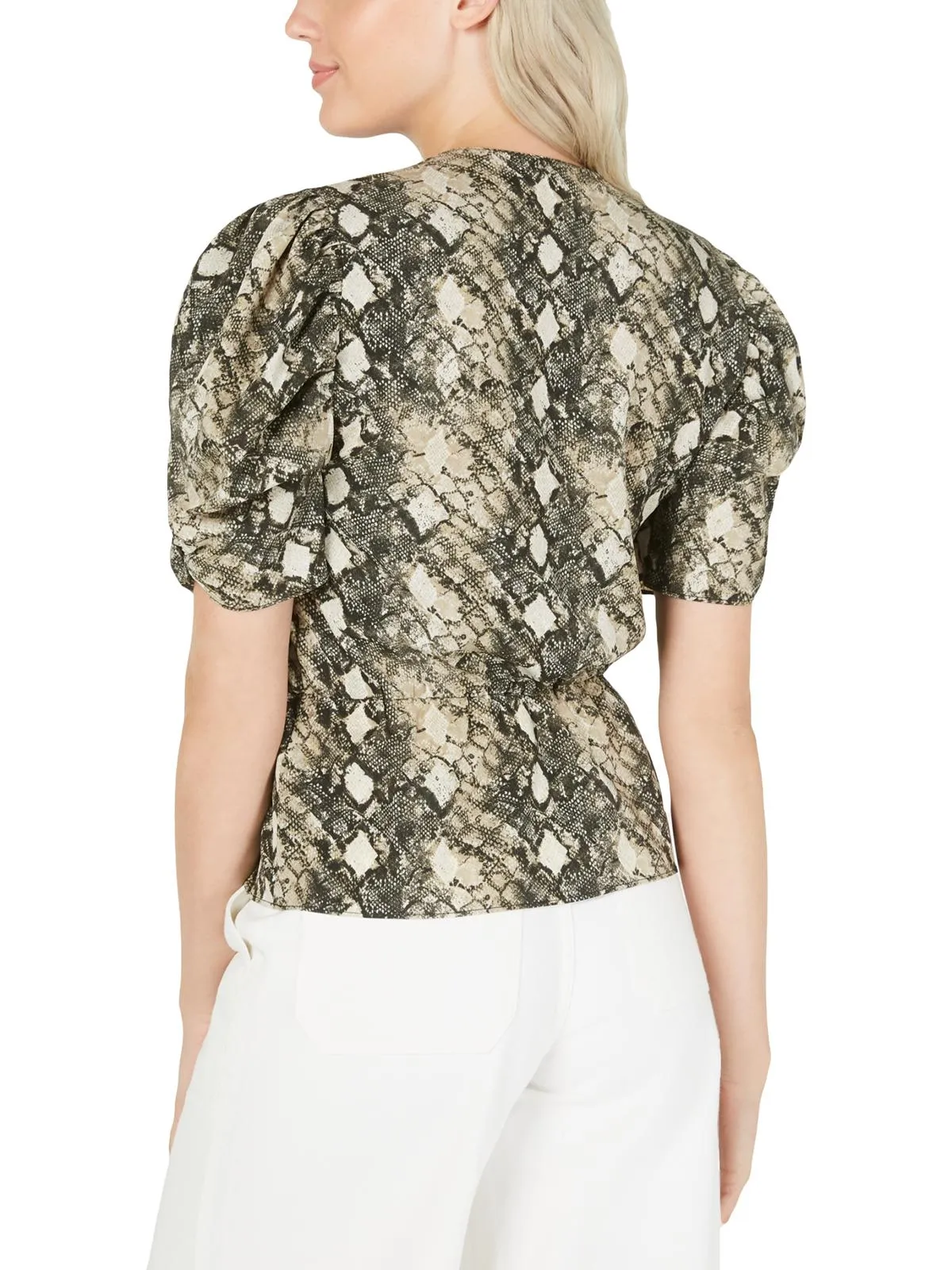 Leyden Women's Puff Sleeve Floral Peplum Top Brown Size Medium sold by Ruumur product image thumbnail 2