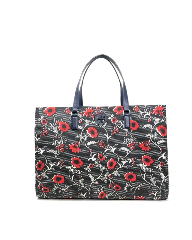 Tory Burch Navy / Red Nylon Printed Tote sold by Ruumur