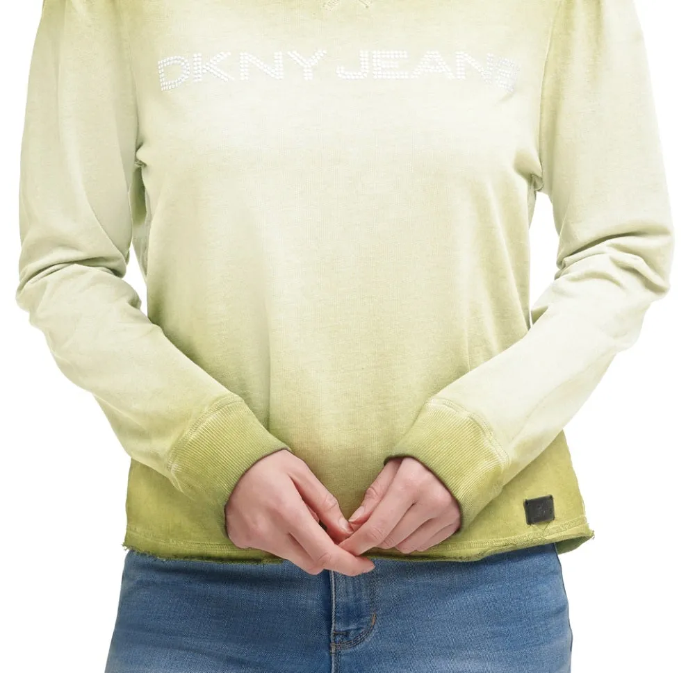 DKNY Women's Logo Raw Hem Pullover Top Green Size Small sold by Ruumur product image thumbnail 3