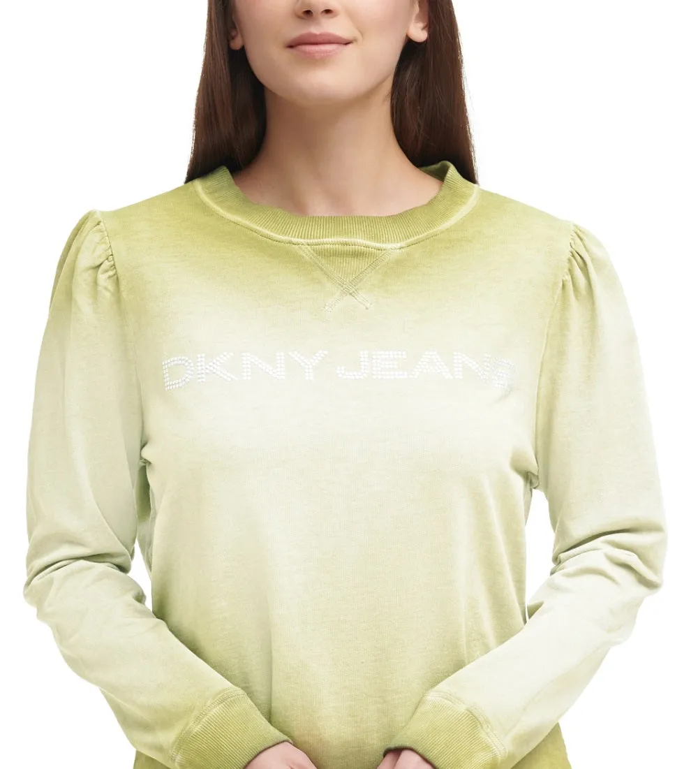DKNY Women's Logo Raw Hem Pullover Top Green Size Small sold by Ruumur product image thumbnail 2