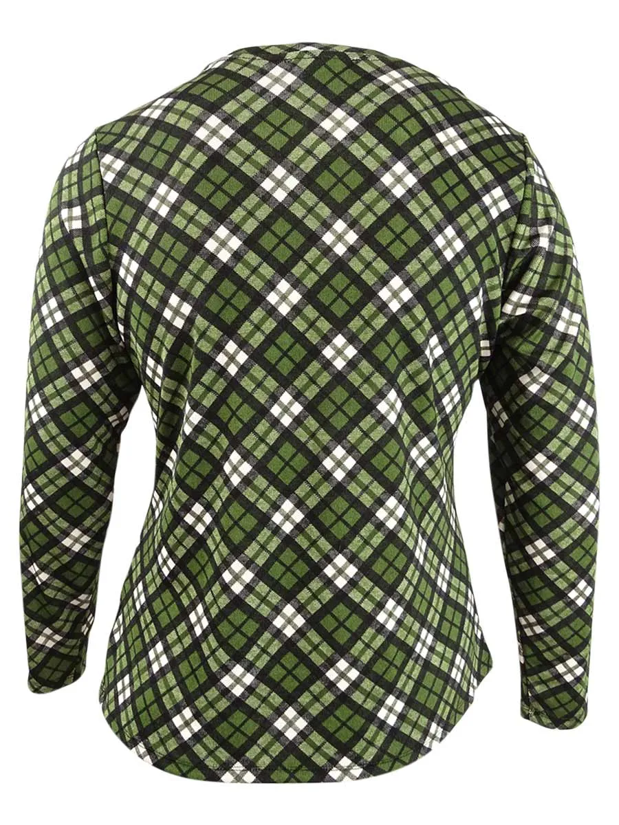 Michael Kors Women's Plaid Pullover Blouse Green Size 0X sold by Ruumur product image thumbnail 2