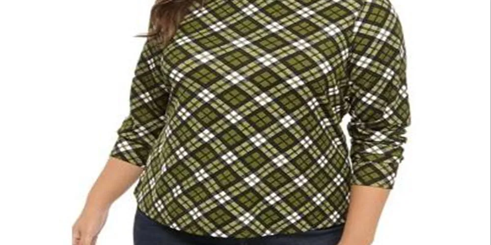 Michael Kors Women's Plaid Pullover Blouse Green Size 0X sold by Ruumur product image thumbnail 3