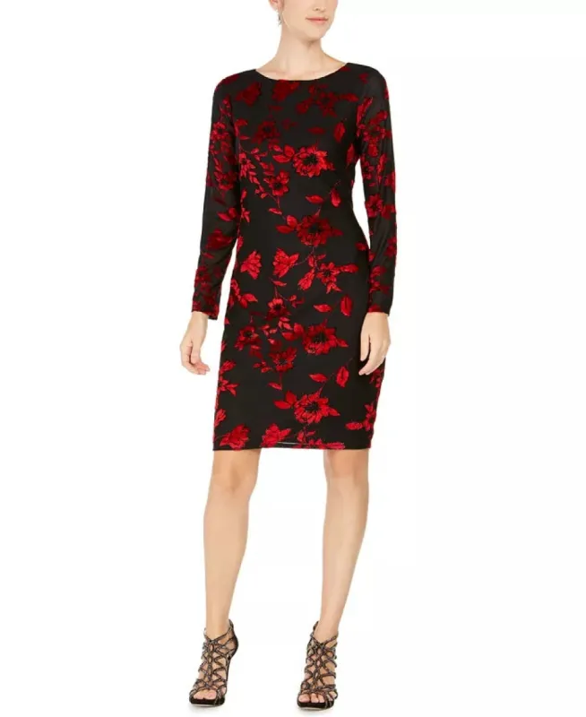 Jessica Howard Women's Petite Metallic Velvet Burnout Sheath Dress Black  Size 12 Petite made by Ruumur