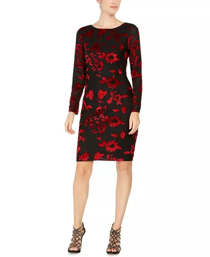 Jessica Howard Women's Petite Metallic Velvet Burnout Sheath Dress Black Size 12 Petite sold by Ruumur