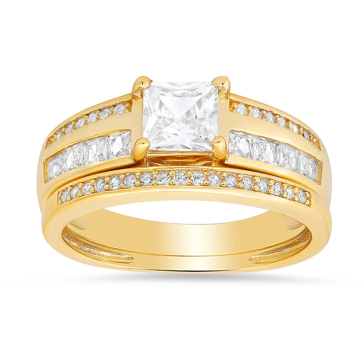 Sterling Silver Princess-cut CZ 2pc Stackable Ring Set sold by Ruumur product image thumbnail 2