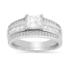 Sterling Silver Princess-cut CZ 2pc Stackable Ring Set sold by Ruumur