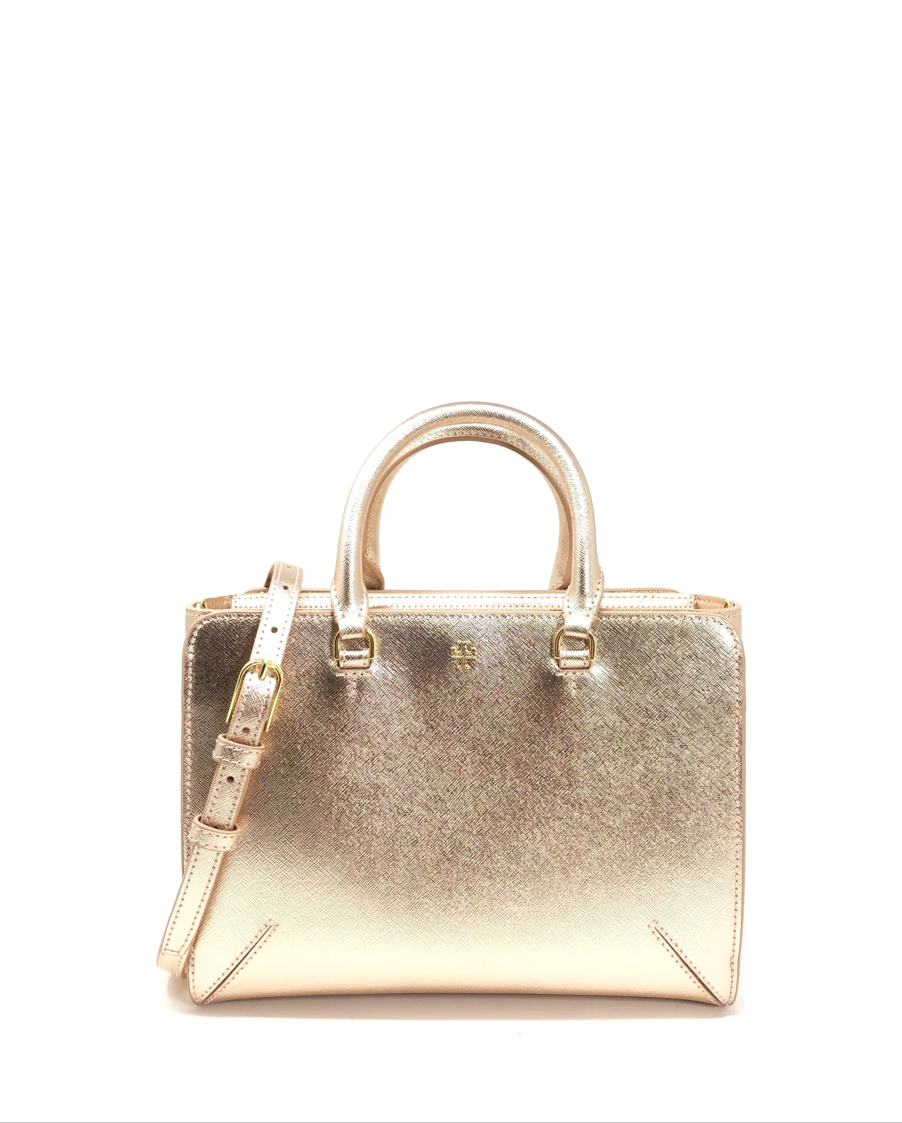 Tory Burch Light Rose Gold Emerson Small Zip Tote sold by Ruumur