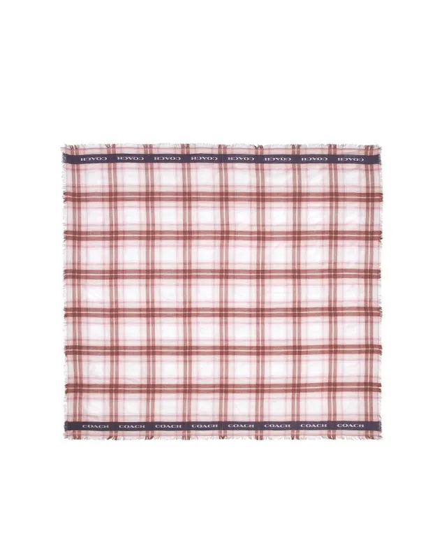 Coach Lightweight Plaid Print Oversized Square Scarf made by Ruumur