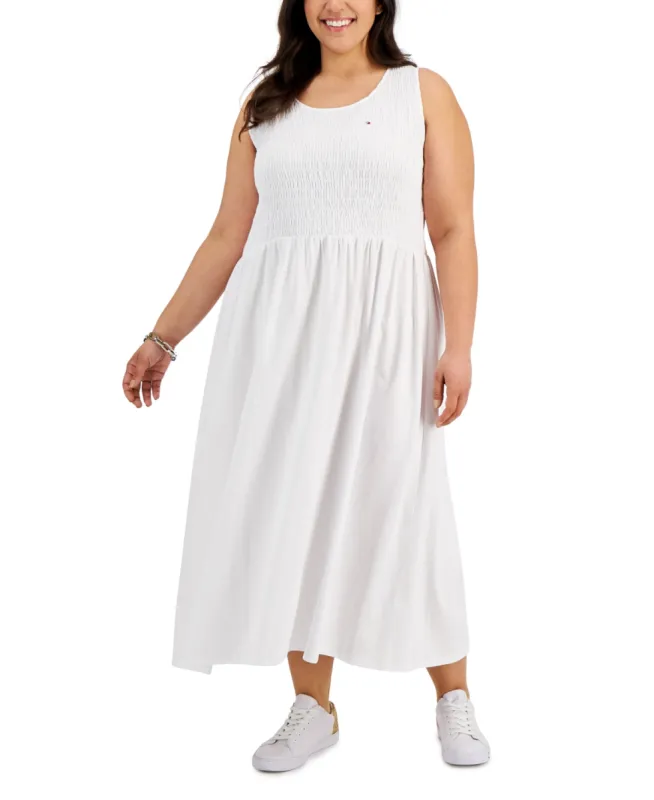 Tommy Hilfiger Women's Smocked Maxi Dress White Size 2X sold by Ruumur
