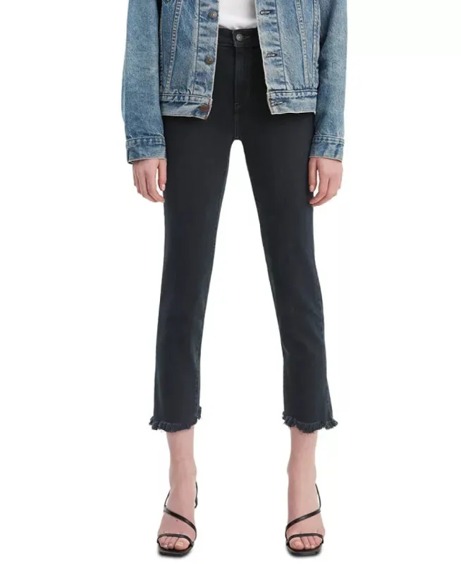 Levi's Women's 724 Raw Hem Cropped Straight Leg Jeans Black Size 30 sold by Ruumur