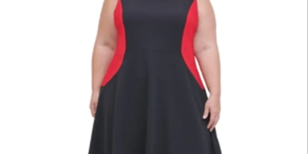 Tommy Hilfiger Women's Plus Colorblocked Fit & Flare Dress Black-Red Size 14W sold by Ruumur product image thumbnail 2