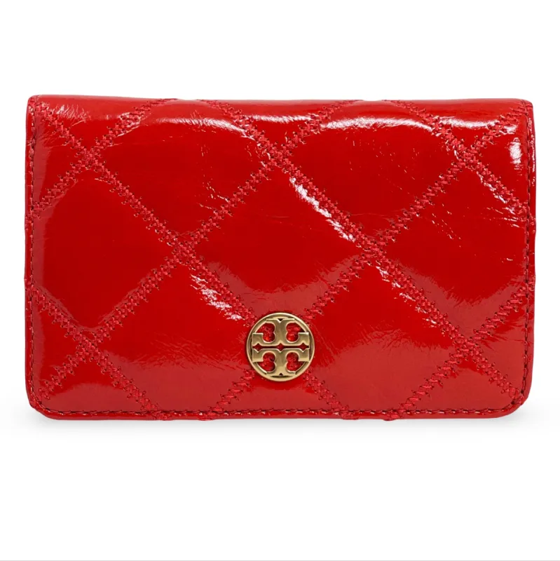 Tory Burch Willa Shine Quilted Patent Leather Snap Medium Wallet sold by Ruumur