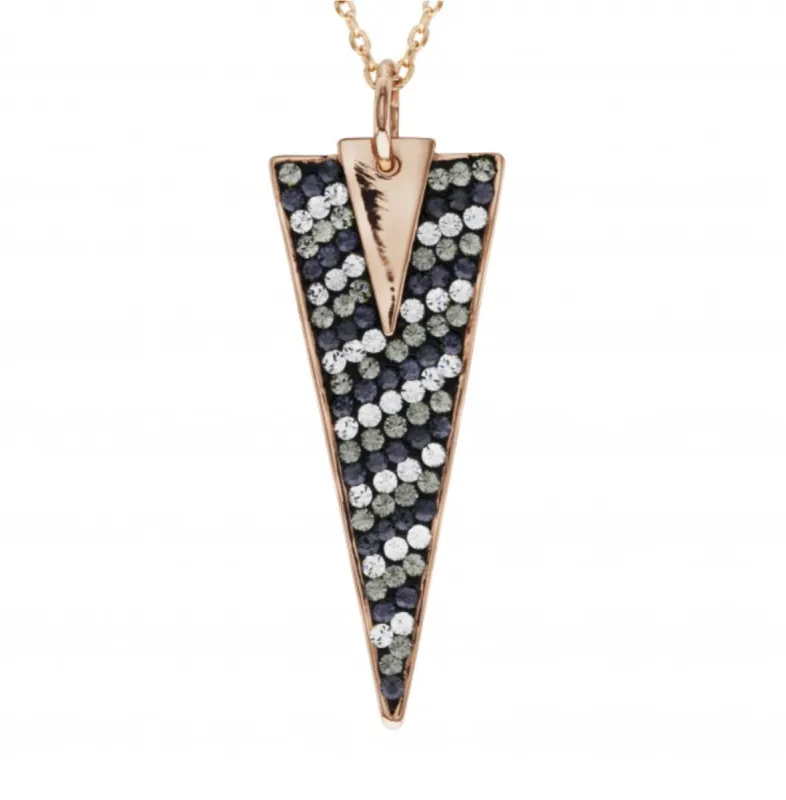 Black Mix Swarovski Crystal Spike Pendant Necklace sold by Ruumur