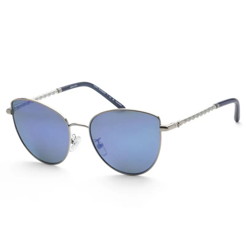 Tory Burch Women's Fashion 56mm Shiny Silver Sunglasses sold by Ruumur