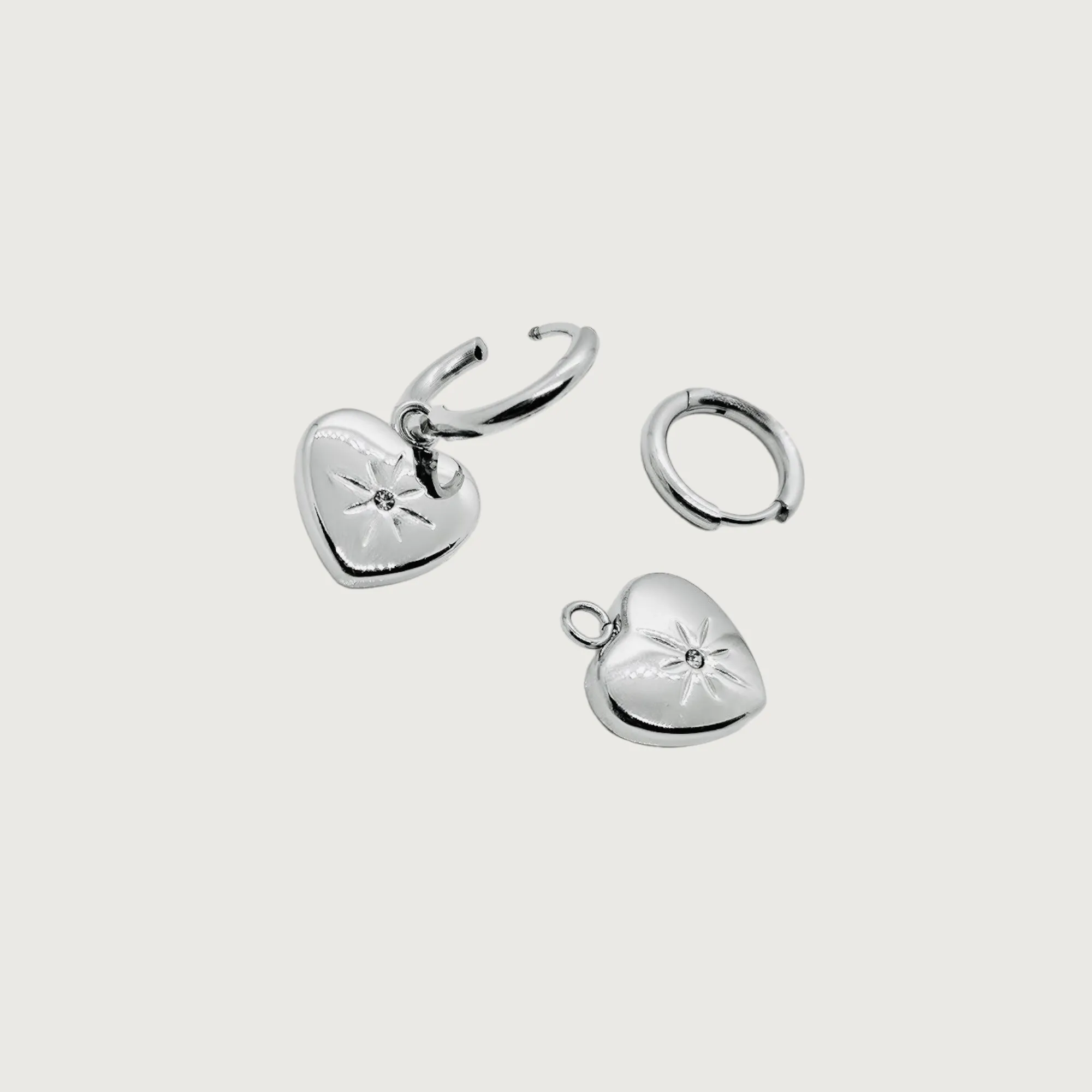 Convertible Heart Charm Hypoallergenic Earrings sold by Ruumur product image thumbnail 4
