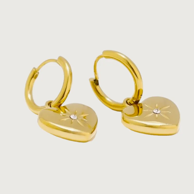 Convertible Heart Charm Hypoallergenic Earrings sold by Ruumur