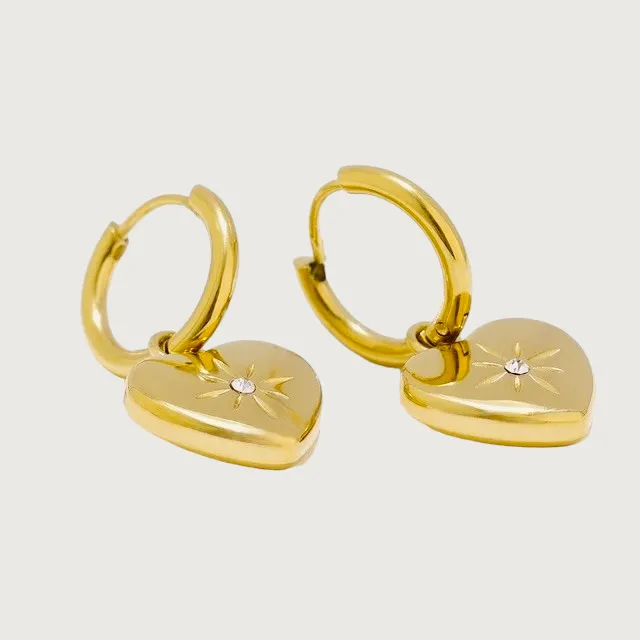 Convertible Heart Charm Hypoallergenic Earrings sold by Ruumur