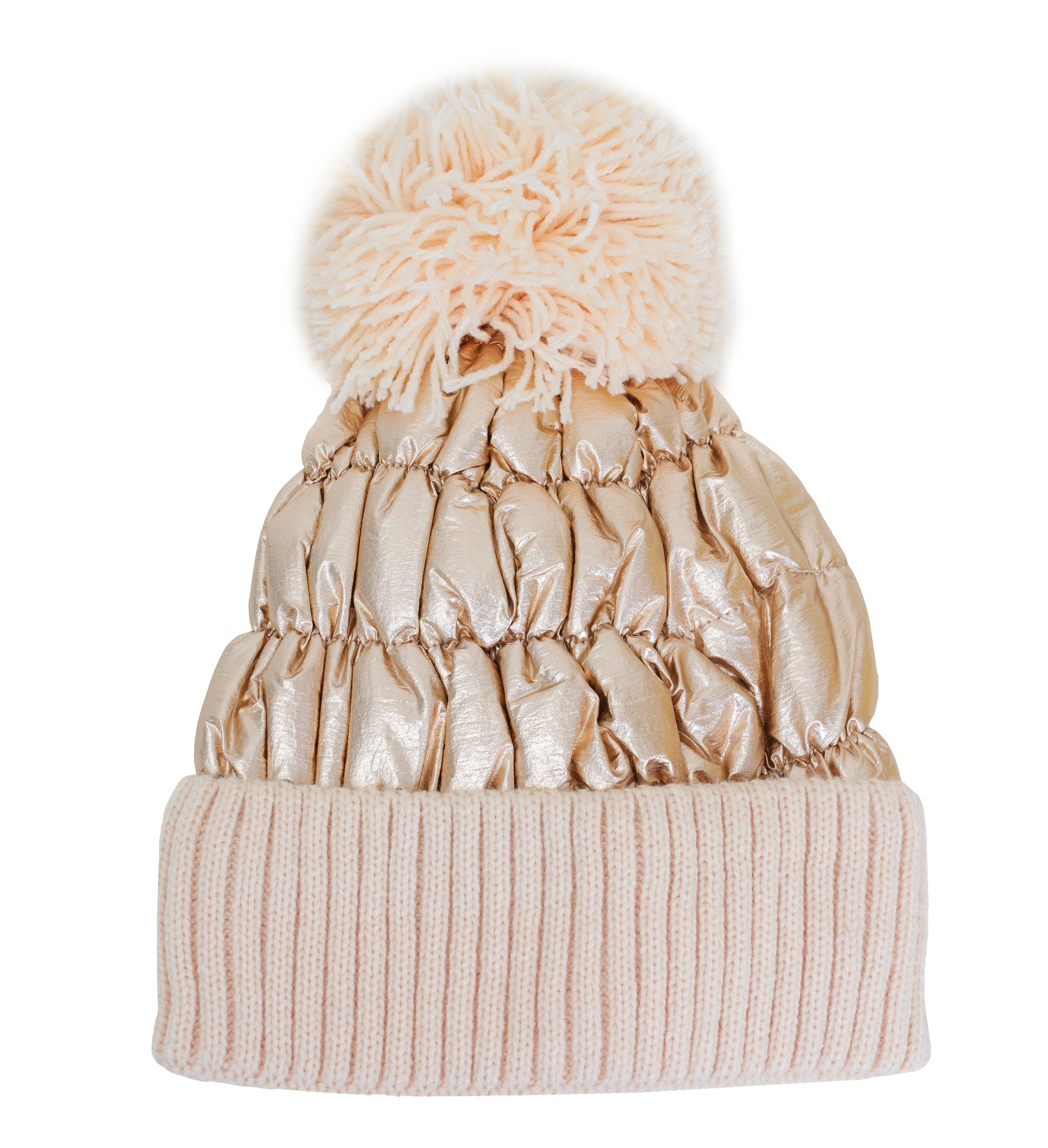Rebecca and Rifka Puffer Pompom Beanie (BW-108-ROSEGOLD) sold by Ruumur product image thumbnail 2