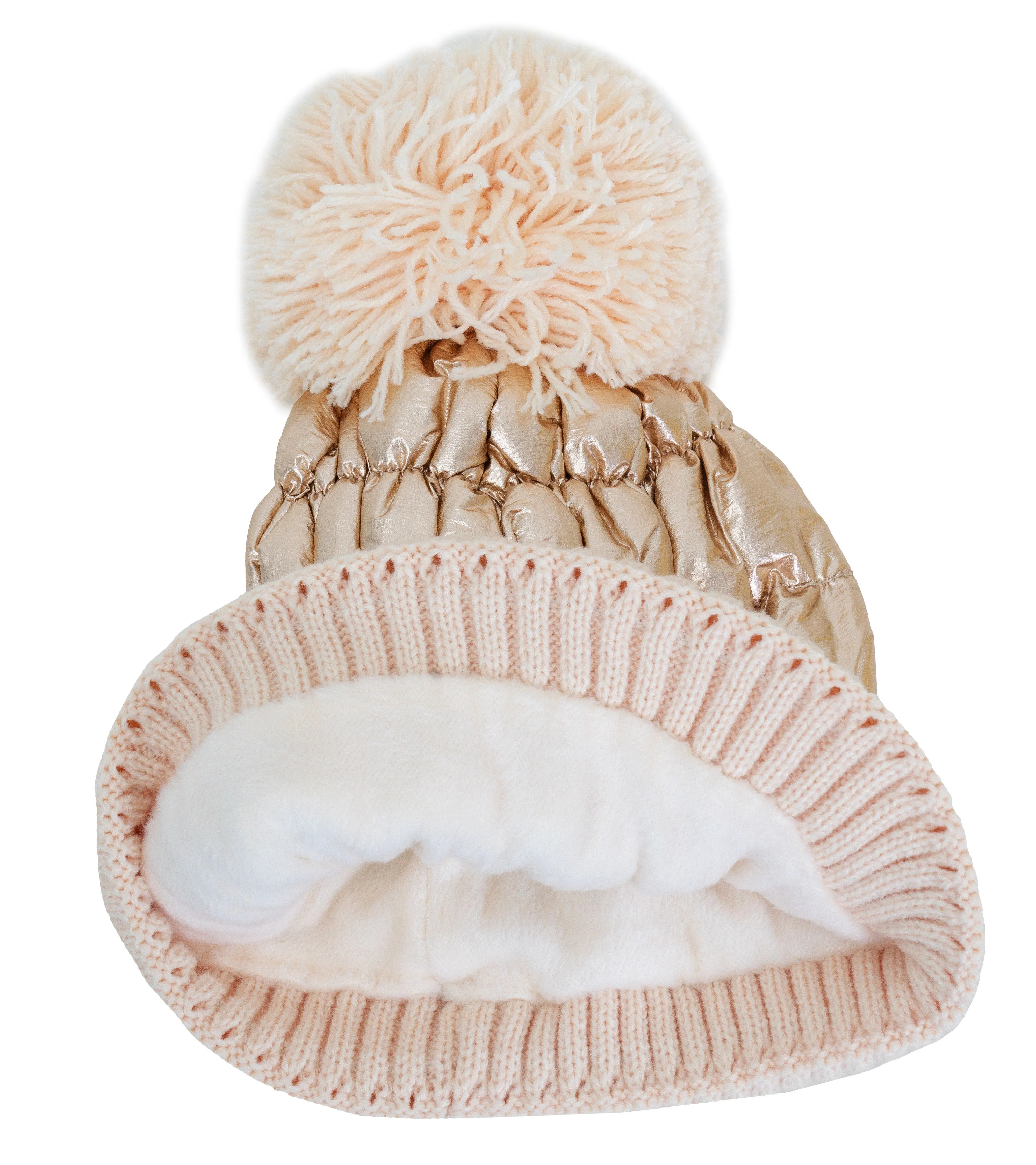 Rebecca and Rifka Puffer Pompom Beanie (BW-108-ROSEGOLD) sold by Ruumur product image thumbnail 3