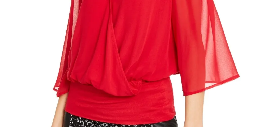 Thalia Sodi Women's Sheer-Sleeve Embellished Top Bright Red Size Small sold by Ruumur product image thumbnail 3