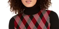 Anne Klein Women's Argyle Long Sleeve Turtle Neck T-Shirt Sweater Black sold by Ruumur