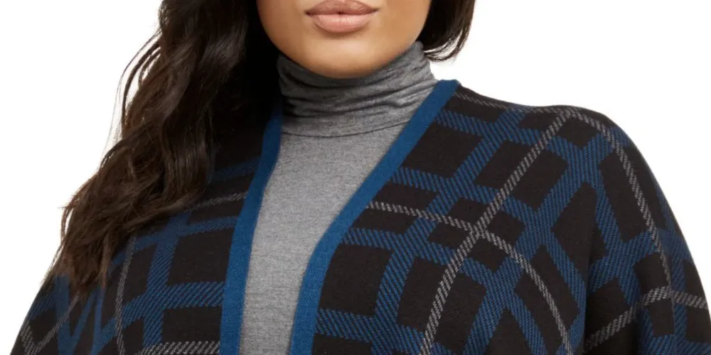 Anne Klein Women's Plaid Knit Cape Jacket Black Size 1X sold by Ruumur product image thumbnail 2