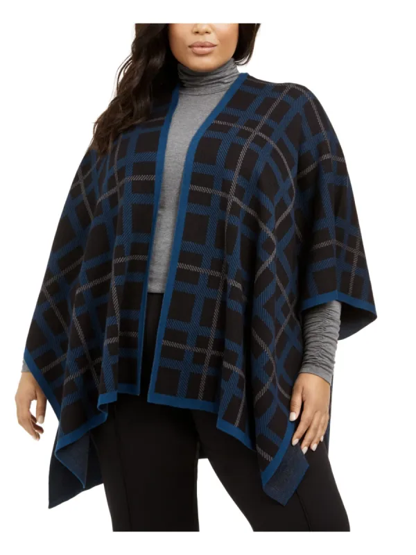 Anne Klein Women's Plaid Knit Cape Jacket Black Size 1X sold by Ruumur
