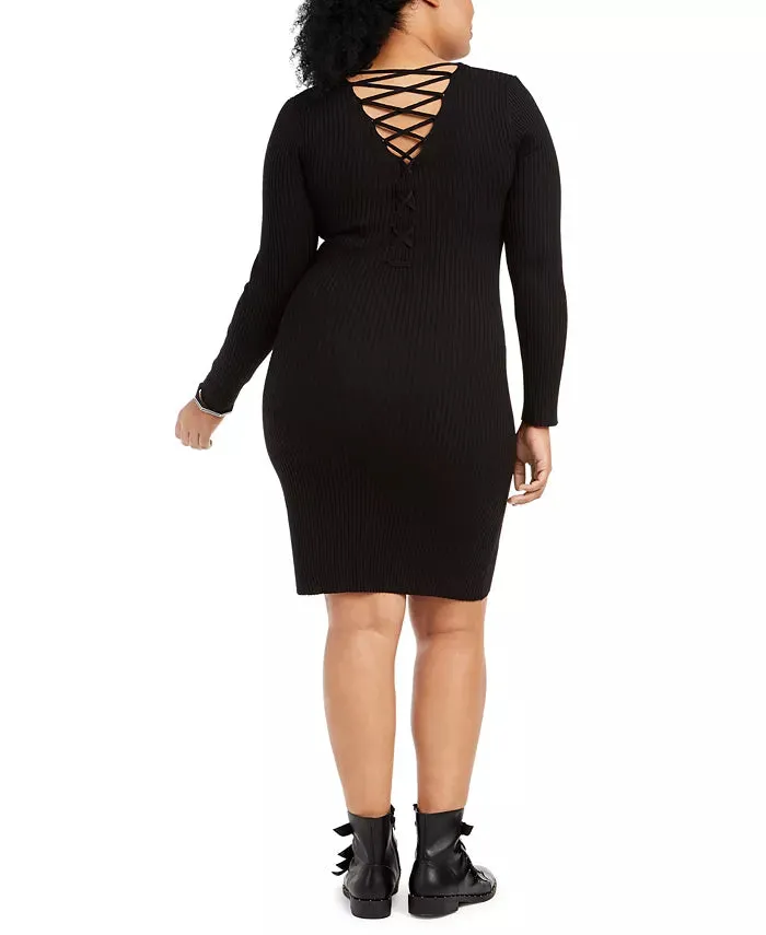 Planet Gold Women's Trendy Plus Size Lace-Up-Back Bodycon Dress Black Size Extra Large sold by Ruumur product image thumbnail 2