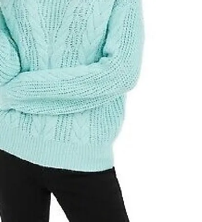 Crave Fame Juniors' Turtleneck Cable Knit Sweater Green Size Extra Large sold by Ruumur product image thumbnail 3