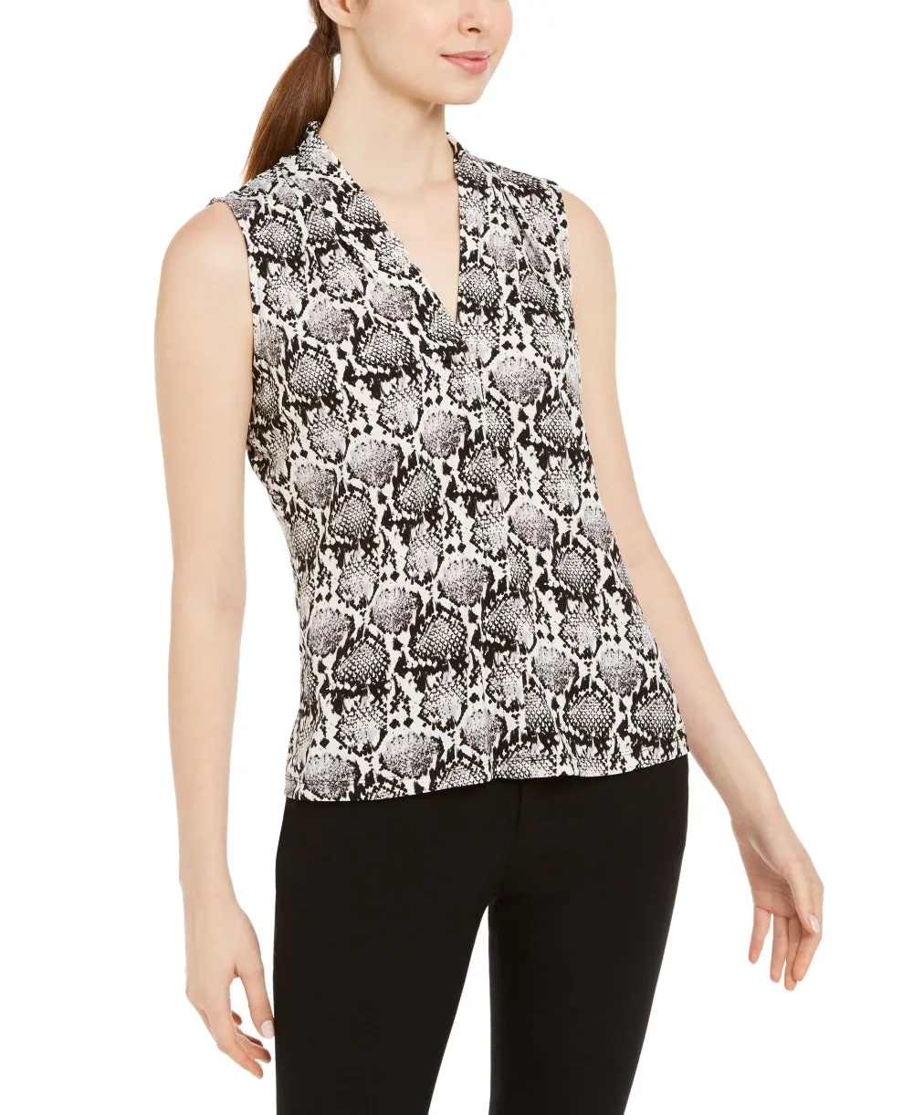 Calvin Klein Women's Snakeskin Print Sleeveless Top Charcoal Size Petite L sold by Ruumur