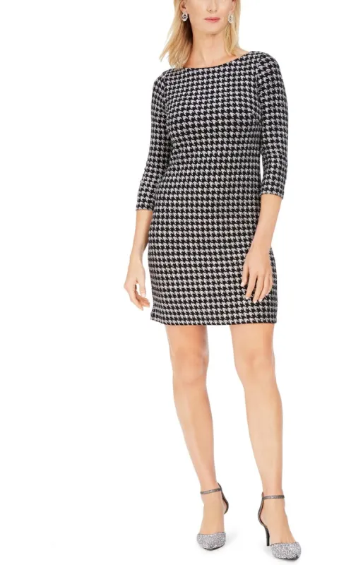 Jessica Howard Women's Glitter Houndstooth Sheath Dress Silver Size 16 sold by Ruumur
