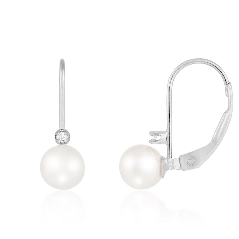 Splendid Pearls 14K White Gold Diamond Earrings sold by Ruumur