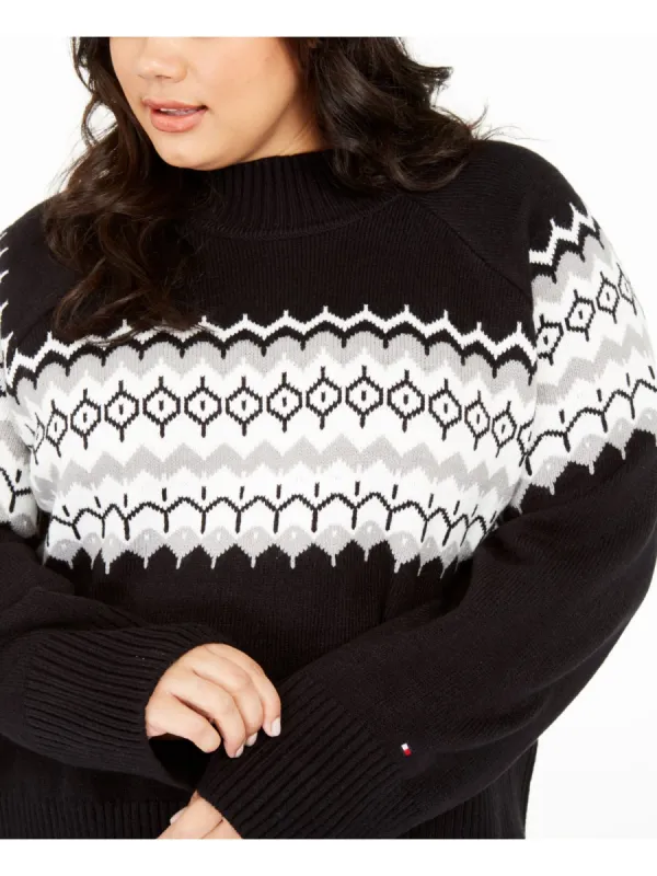 Tommy Hilfiger Women's Printed Long Sleeve Crew Neck Sweater Black Size 1X sold by Ruumur