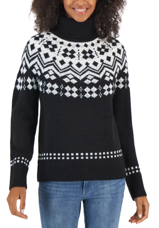Tommy Hilfiger Women's Fair Isle Turtleneck Sweater Gray Size Small sold by Ruumur