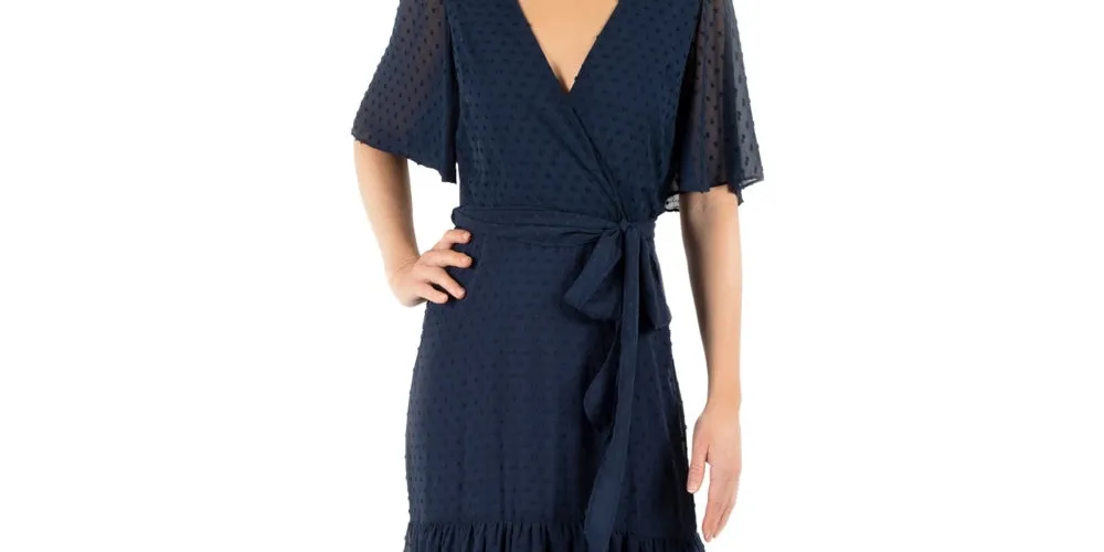 Donna Ricco Women's Tie Belted Chiffon High Low Maxi Dress Navy Size 2 sold by Ruumur product image thumbnail 2