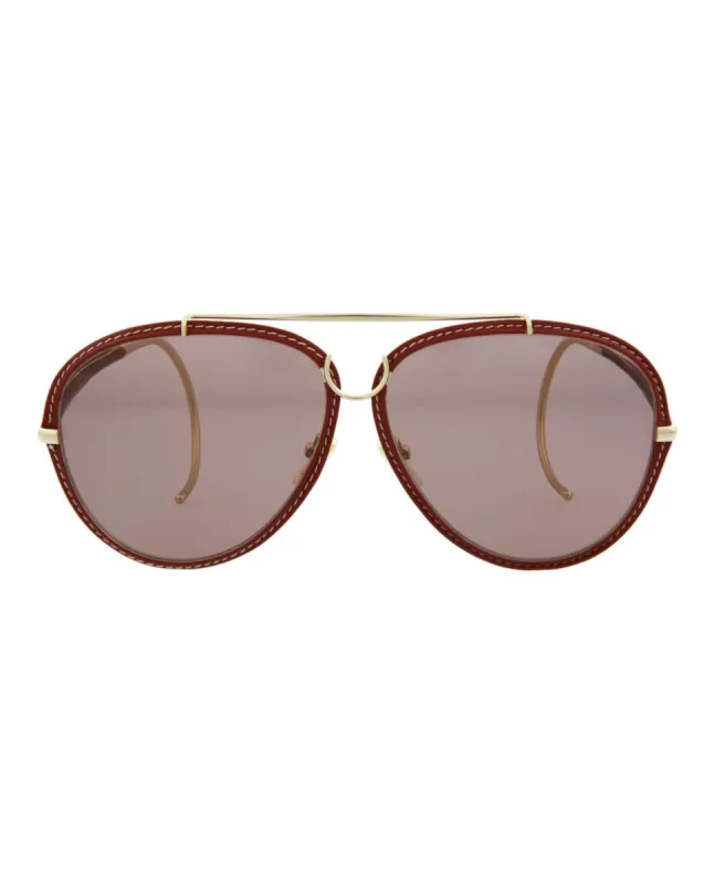 Chloe Aviator-Style Metal Sunglasses, style # CH0080S-30011918002 sold by Ruumur