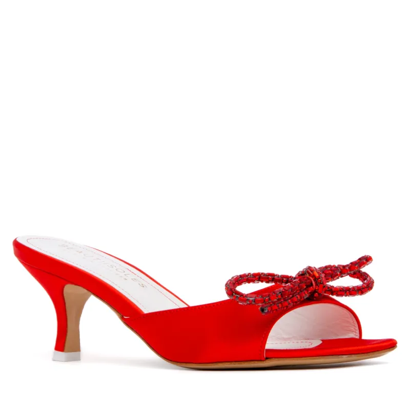 Eva Silk Satin & Leather Sandal sold by Ruumur