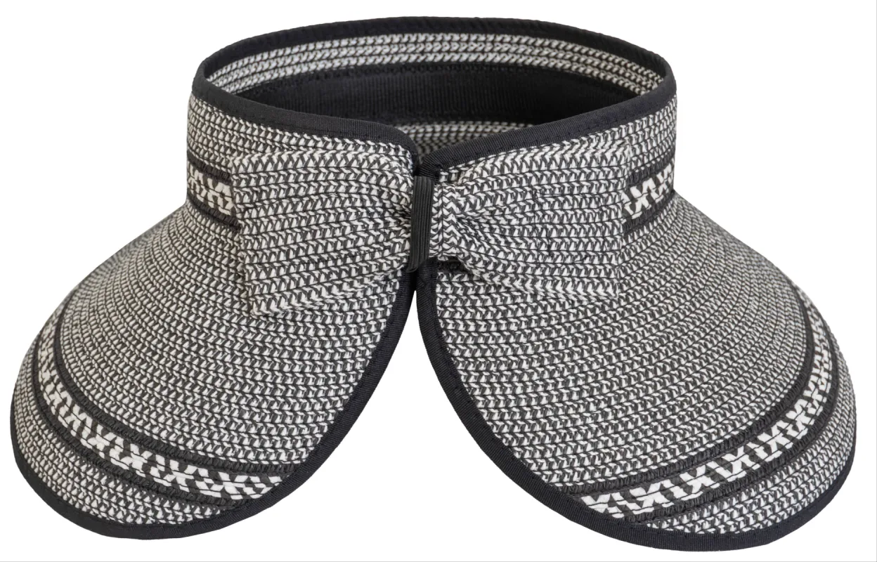 Roll-Up Straw Sun Visor with Contrast Pattern sold by Ruumur