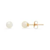 10k Yellow Gold Genuine Freshwater Pearl Pearl Stud Earrings sold by Ruumur